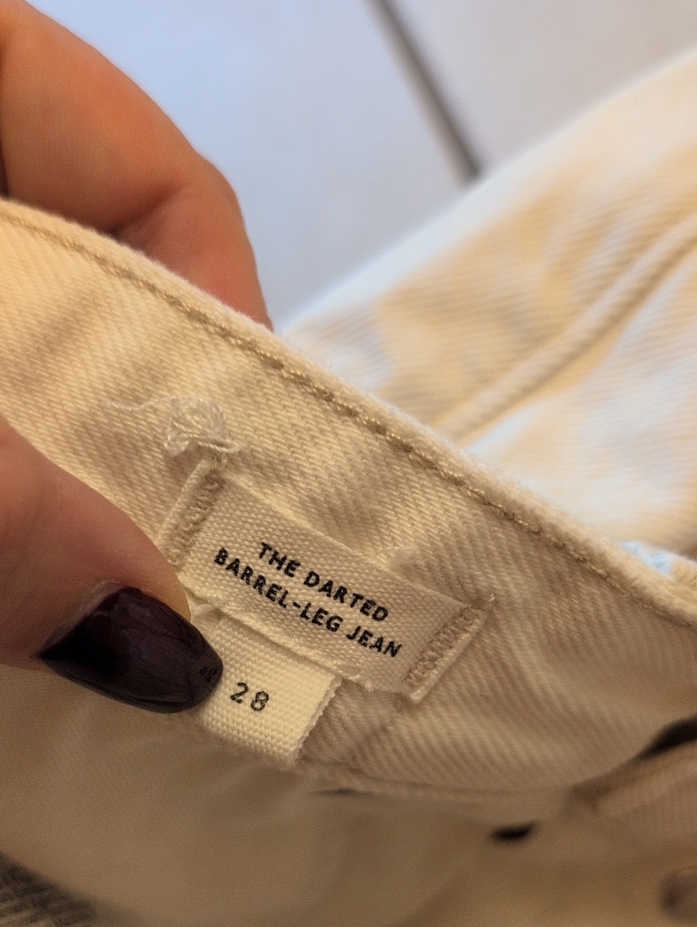 NEW Madewell The Darted Barrel-Leg Jean Vintage Canvas White Size 28 - Picture 7 of 12